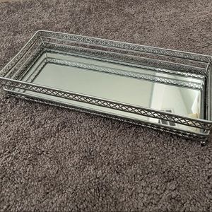 Silver mirror bathroom tray